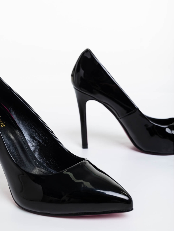 Pantofi dama negri cu toc din piele ecologica lacuita Shanessa, 6 - Kalapod.net