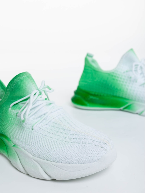 Pantofi sport dama albi cu verde din material textil Lienna, 6 - Kalapod.net