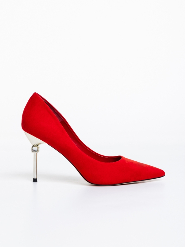Pantofi dama rosii cu toc din material textil Blanche, 5 - Kalapod.net