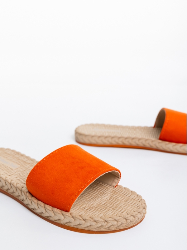 Papuci dama portocalii din material textil Zora, 6 - Kalapod.net