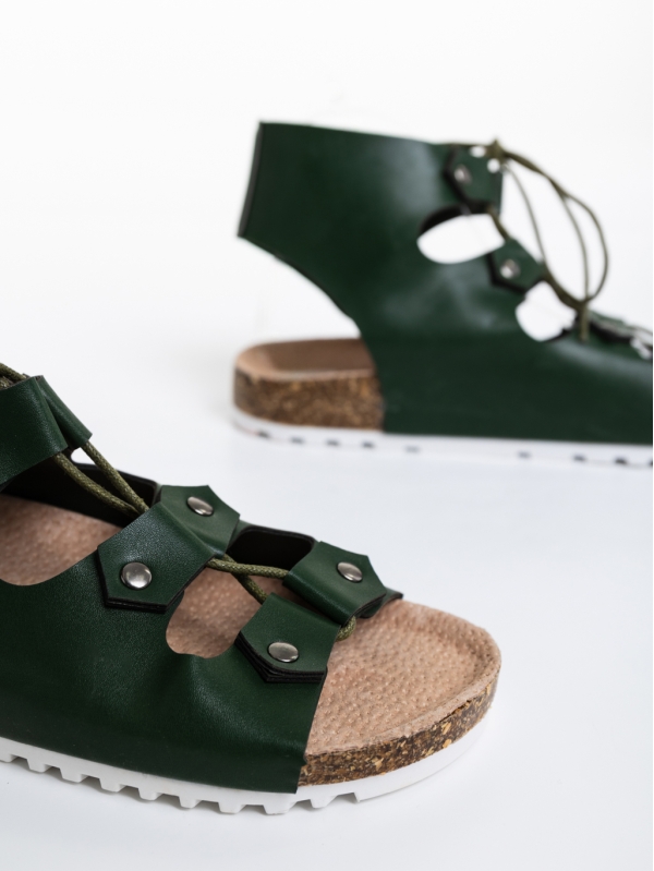 Sandale dama verzi din piele ecologica Makeena, 6 - Kalapod.net