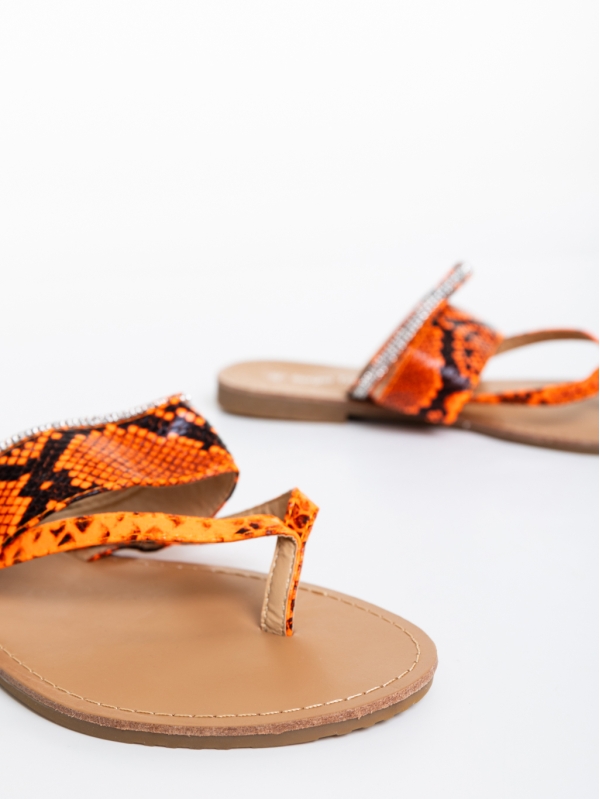 Papuci dama portocalii din piele ecologica lacuita Savanna, 4 - Kalapod.net