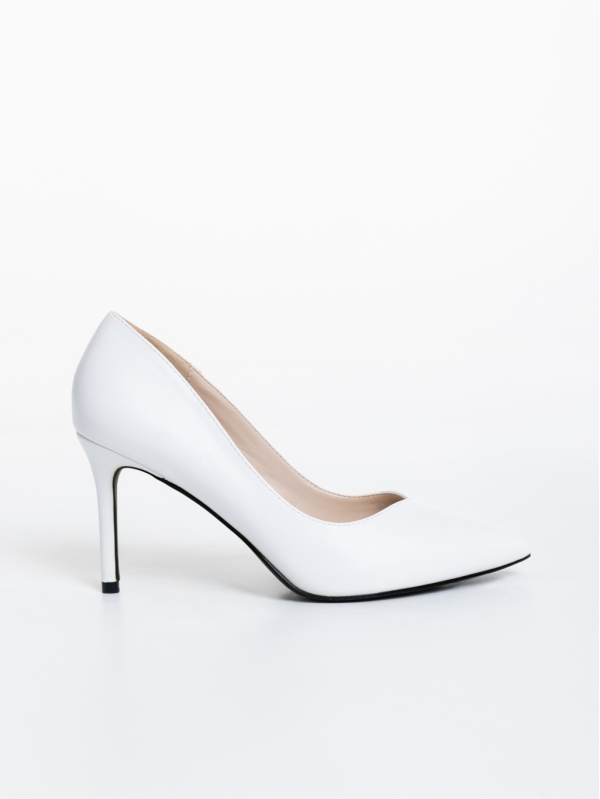 Pantofi dama albi cu toc din piele ecologica Alinet, 5 - Kalapod.net