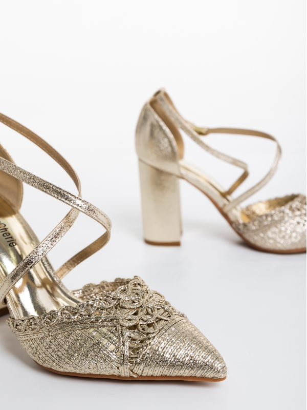 Pantofi dama aurii din material textil Laicie, 6 - Kalapod.net