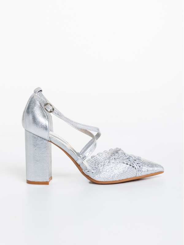 Pantofi dama argintii din material textil Laicie, 5 - Kalapod.net