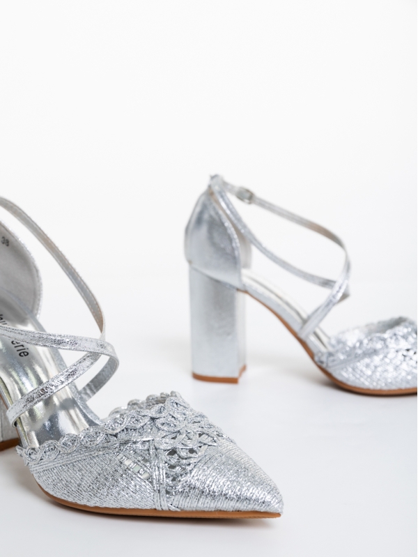 Pantofi dama argintii din material textil Laicie, 6 - Kalapod.net