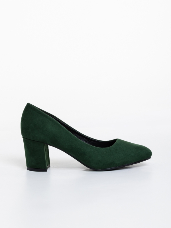 Pantofi dama verzi cu toc din material textil Domenica, 5 - Kalapod.net