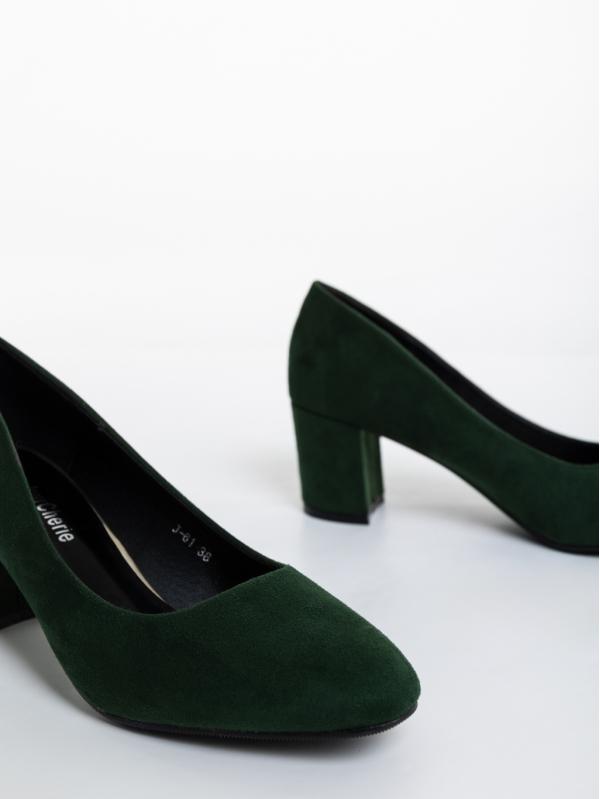 Pantofi dama verzi cu toc din material textil Domenica, 6 - Kalapod.net