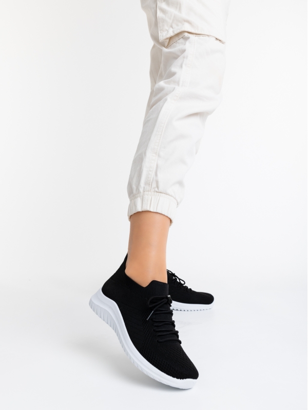 Pantofi sport dama negri cu alb din material textil Therese, 2 - Kalapod.net