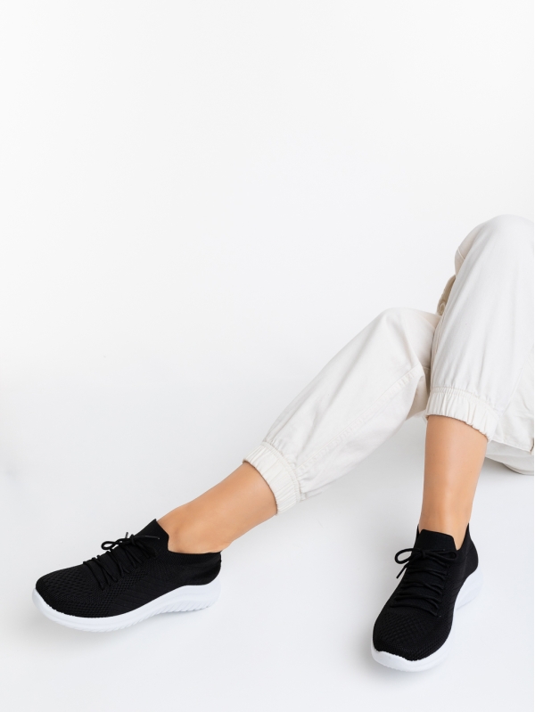 Pantofi sport dama negri cu alb din material textil Therese, 4 - Kalapod.net
