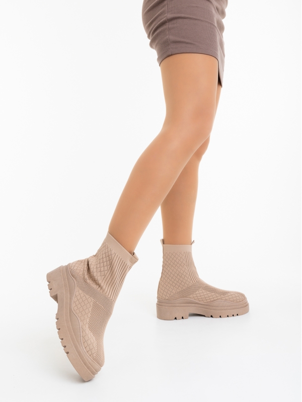 Pantofi sport dama khaki din material textil Mulana, 3 - Kalapod.net