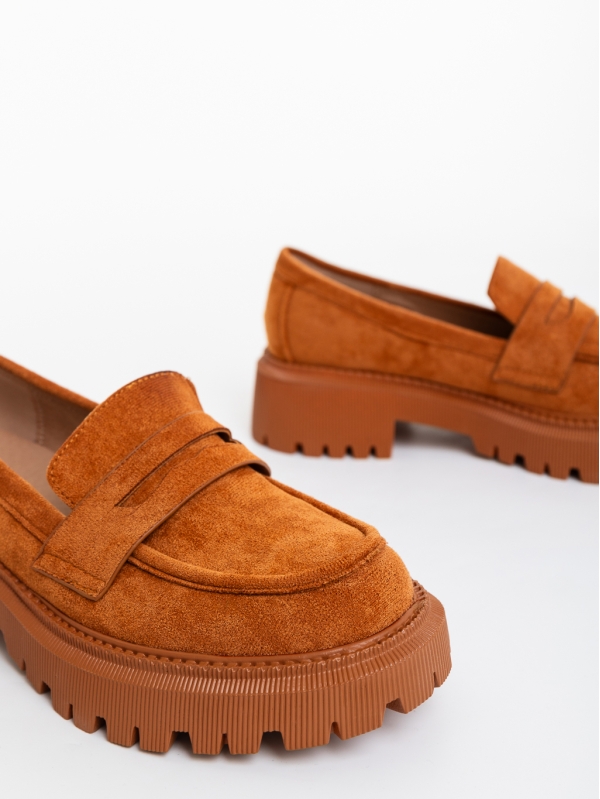 Mocasini dama camel din material textil Nobara, 6 - Kalapod.net