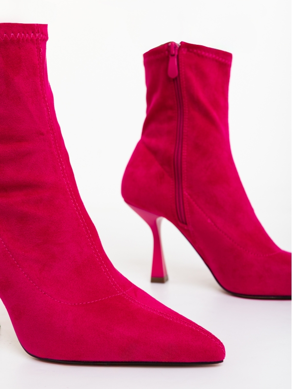 Botine dama fucsia din material textil Adisia, 8 - Kalapod.net