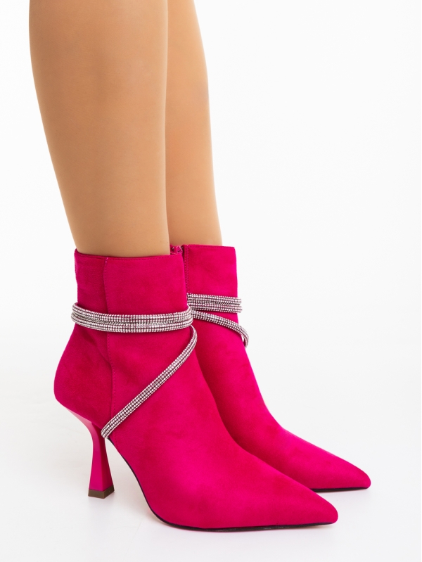 Botine dama fucsia  din material textil Lunima, 4 - Kalapod.net