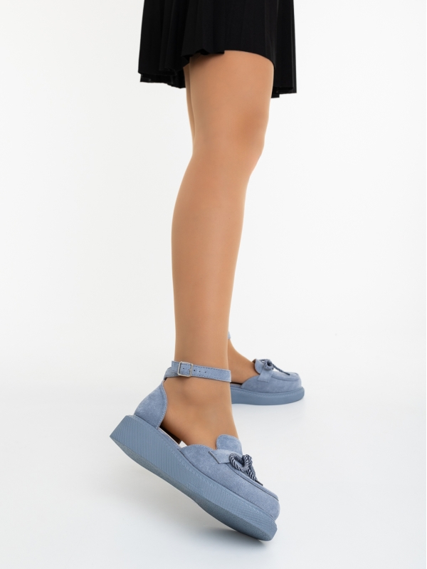 Pantofi casual dama albastri din material textil Farafa, 4 - Kalapod.net