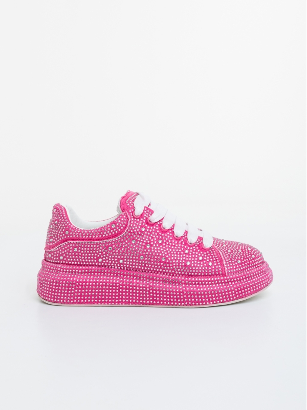 Pantofi sport dama fucsia din material textil cu aplicatii Dafara, 5 - Kalapod.net