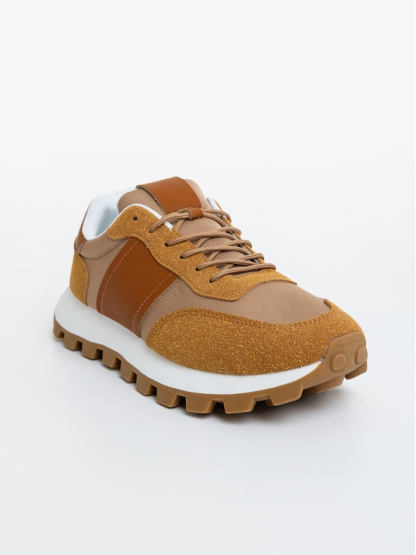 Pantofi sport barbati camel  din piele ecologica si material textil Luxton, 2 - Kalapod.net