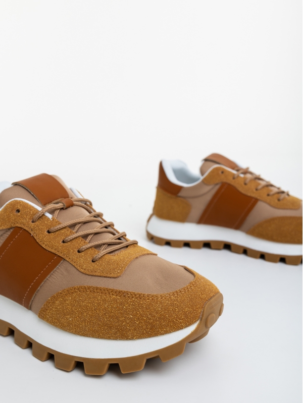 Pantofi sport barbati camel  din piele ecologica si material textil Luxton, 3 - Kalapod.net