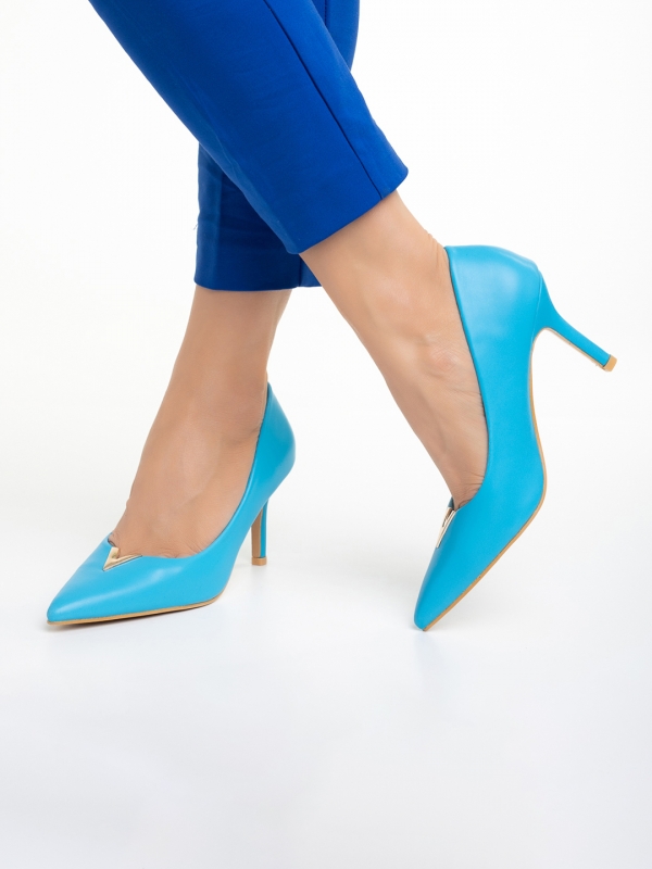 Pantofi dama albastri cu toc din piele ecologica Laurissa, 2 - Kalapod.net
