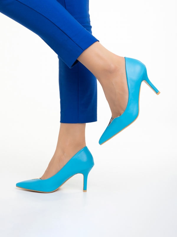 Pantofi dama albastri cu toc din piele ecologica Laurissa - Kalapod.net