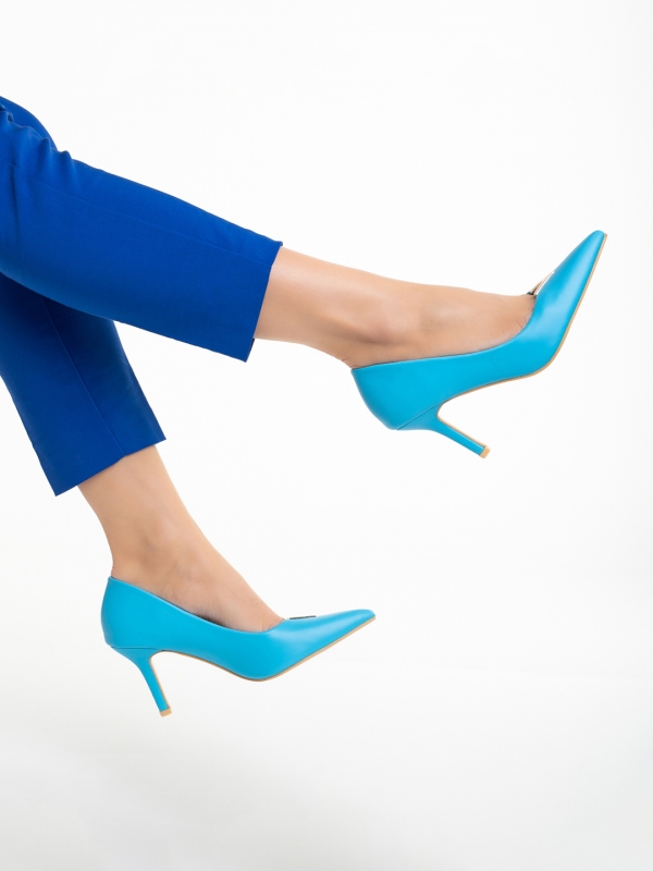 Pantofi dama albastri cu toc din piele ecologica Laurissa, 5 - Kalapod.net