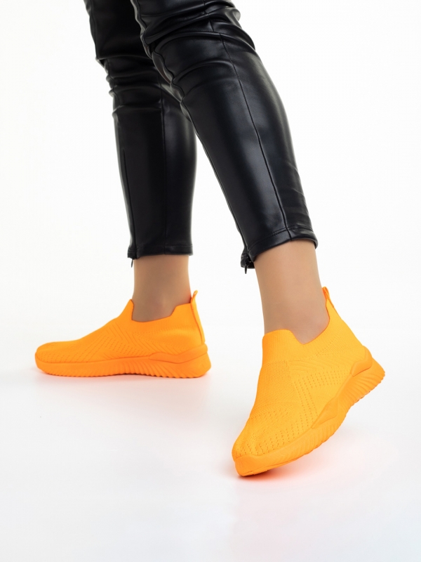 Pantofi sport dama portocalii din material textil Murielle, 2 - Kalapod.net