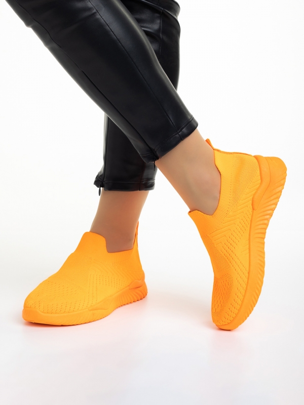 Pantofi sport dama portocalii din material textil Murielle, 4 - Kalapod.net