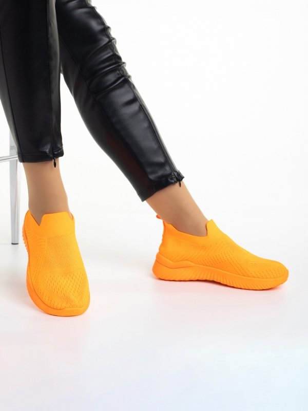 Pantofi sport dama portocalii din material textil Murielle, 5 - Kalapod.net