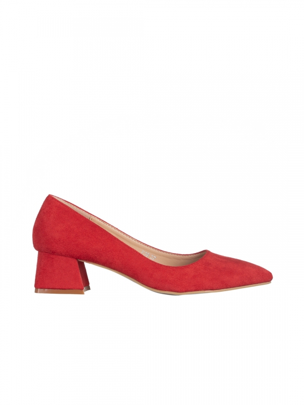 Pantofi dama rosii din material textil cu toc Cataleya, 6 - Kalapod.net