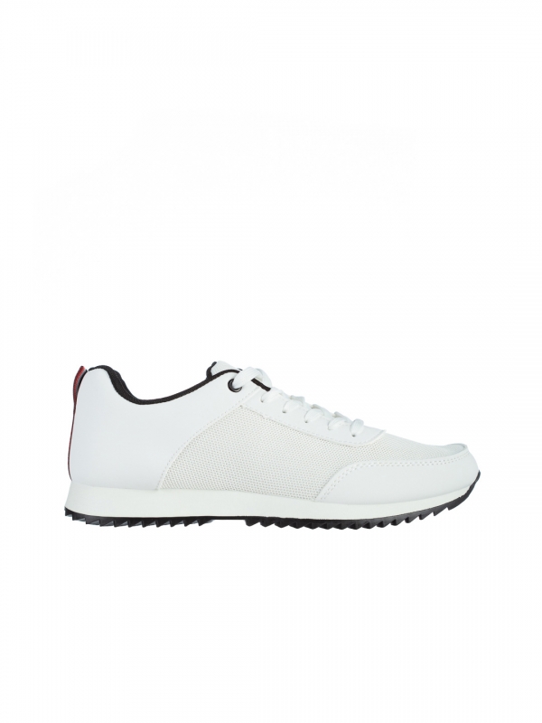 Pantofi sport barbati albi din piele ecologica si material textil Zander, 4 - Kalapod.net
