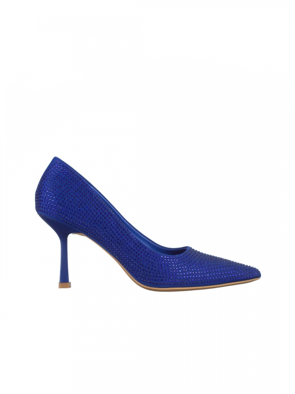 Pantofi dama albastri din material textil cu toc Inga, 6 - Kalapod.net