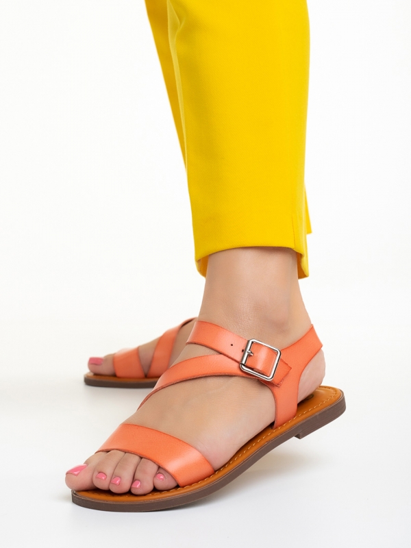Sandale dama portocalii din piele ecologica Glenda, 2 - Kalapod.net