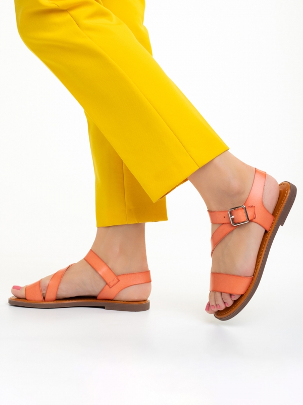 Sandale dama portocalii din piele ecologica Glenda, 3 - Kalapod.net