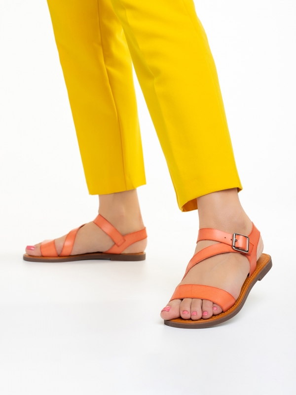 Sandale dama portocalii din piele ecologica Glenda, 4 - Kalapod.net