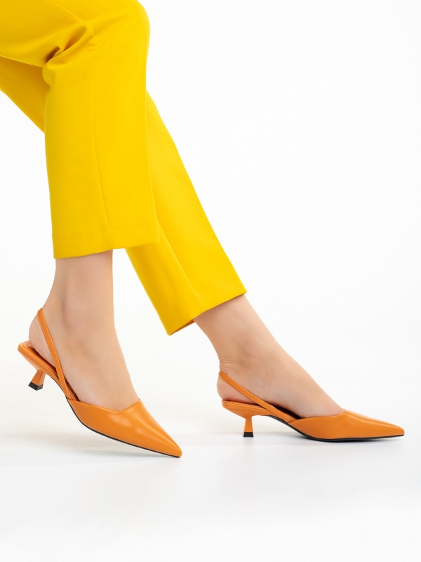 Pantofi dama portocalii din piele ecologica Arete - Kalapod.net