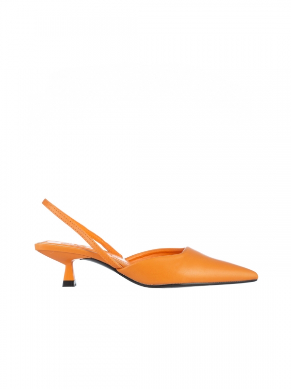 Pantofi dama portocalii din piele ecologica Arete, 6 - Kalapod.net