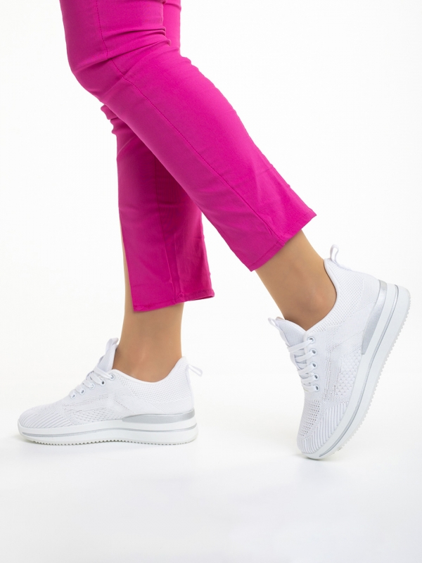 Pantofi sport dama albi din material textil Jelena, 3 - Kalapod.net