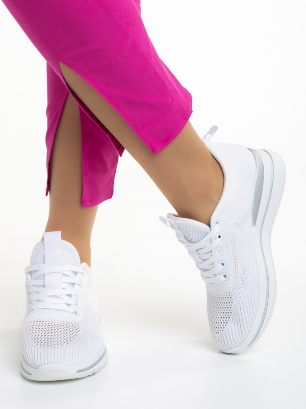Pantofi sport dama albi din material textil Jelena, 4 - Kalapod.net