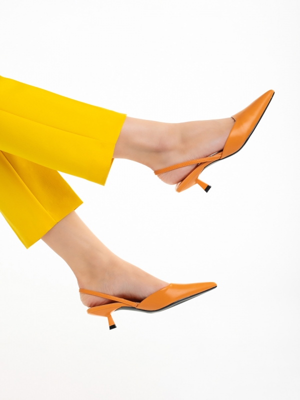 Pantofi dama portocalii din piele ecologica Arete, 5 - Kalapod.net