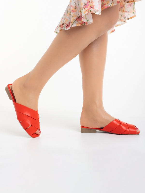 Papuci dama rosii din piele ecologica Renatta, 3 - Kalapod.net
