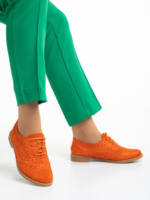 Pantofi casual dama portocalii din piele ecologica Ragna - Kalapod.net