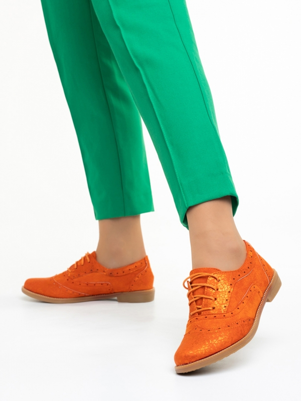 Pantofi casual dama portocalii din piele ecologica Ragna, 2 - Kalapod.net