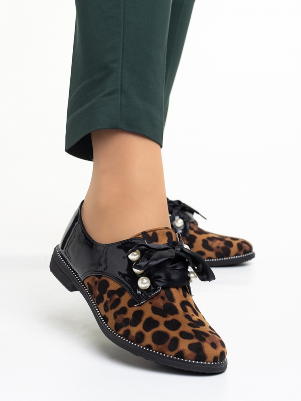 Pantofi dama leopard din piele ecologica si material textil Sarai, 2 - Kalapod.net