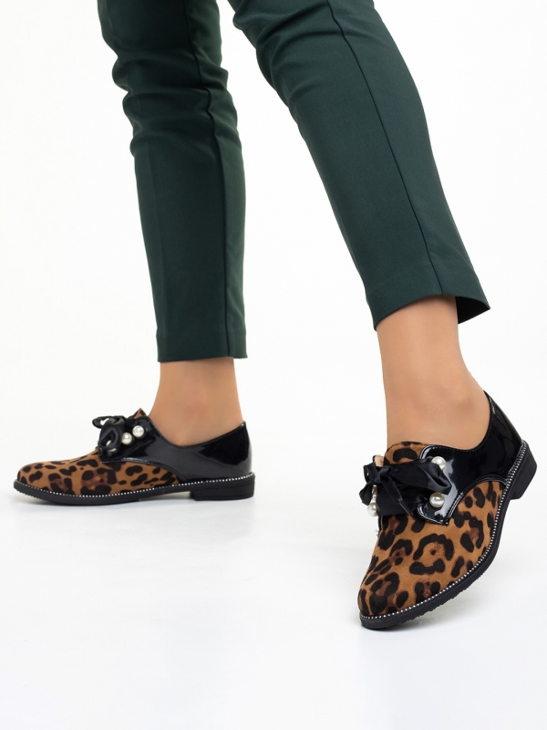 Pantofi dama leopard din piele ecologica si material textil Sarai, 3 - Kalapod.net