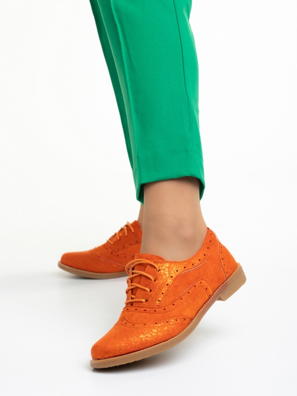 Pantofi casual dama portocalii din piele ecologica Ragna, 3 - Kalapod.net