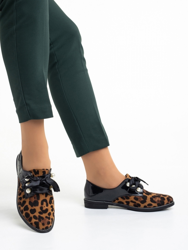 Pantofi dama leopard din piele ecologica si material textil Sarai, 4 - Kalapod.net