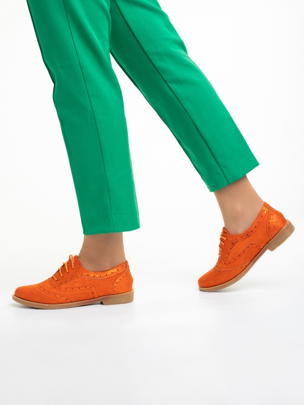Pantofi casual dama portocalii din piele ecologica Ragna, 4 - Kalapod.net