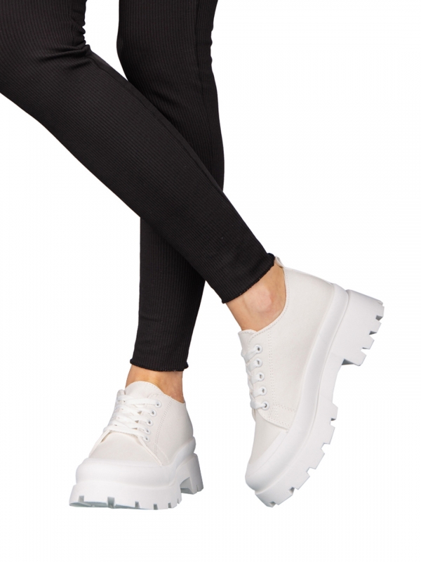 Pantofi sport dama albi din material textil Genie, 2 - Kalapod.net