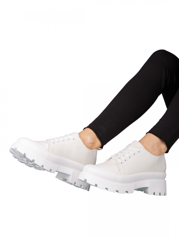 Pantofi sport dama albi din material textil Genie, 4 - Kalapod.net