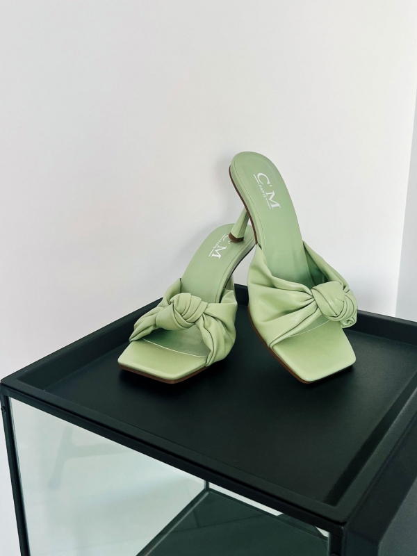 Papuci dama verzi din piele ecologica Sigal - Kalapod.net